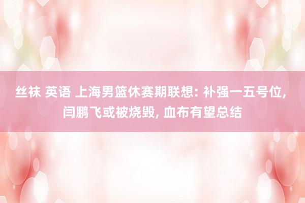 丝袜 英语 上海男篮休赛期联想: 补强一五号位， 闫鹏飞或被烧毁， 血布有望总结
